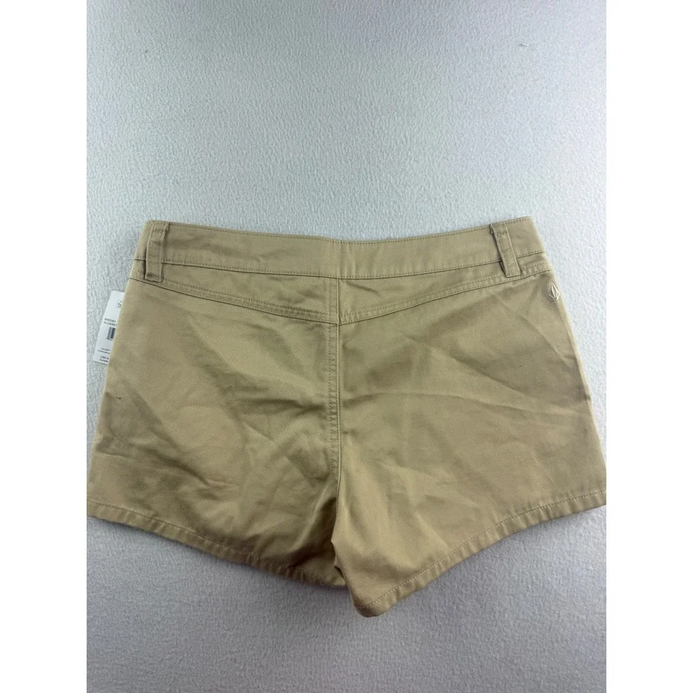 Volcom So Chickie Short Khaki Tan Chino Twill Skater Shorts Women Size 27 NEW - Picture 6 of 8